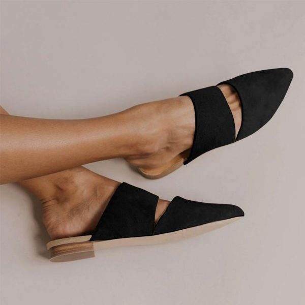 New Summer Flat Suede Pointed Toe Outdoor Slippers - Mubimart