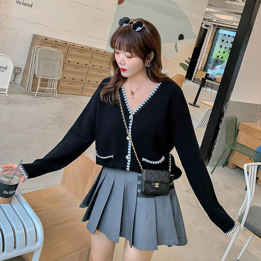Knit sweater retro temperament blouse cardigan women - Mubimart