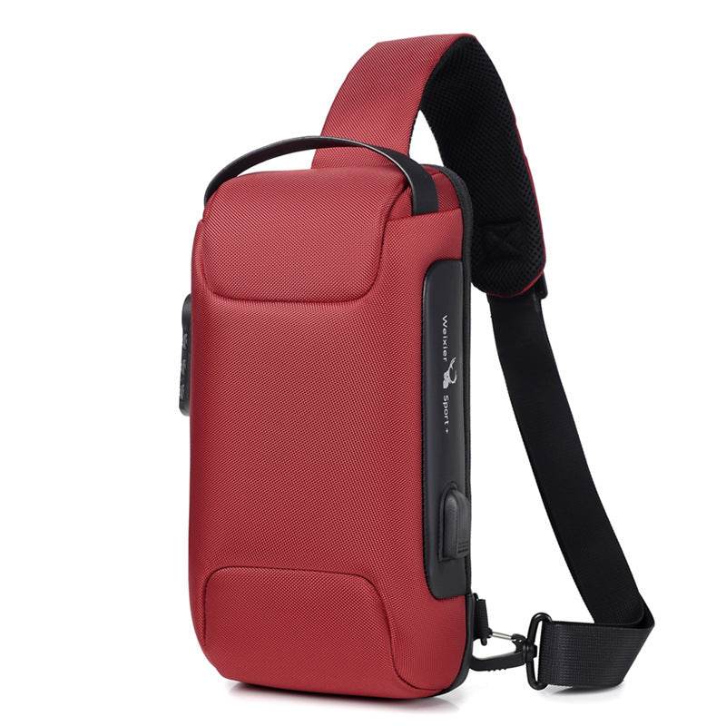 Waterproof USB Anti-theft Bag Men Oxford Crossbody Shoulder Bag Sling Multifunction Short Travel Messenger Chest Pack - Mubimart