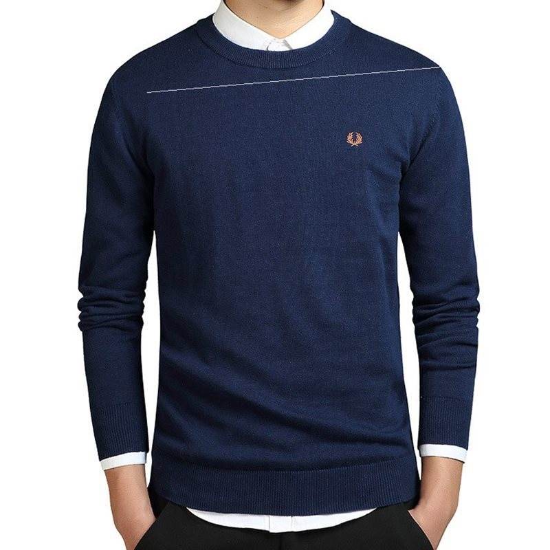 Mens Sweater Pullovers Cotton Knitted Jumpers Male Knitwear - Mubimart