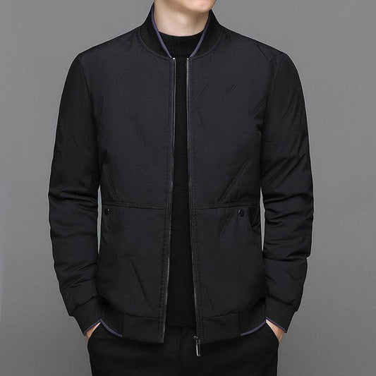 Fashion Down Jacket Winter Warm Baseball Jacket For Men Casual All-match Solid Color Coat - Mubimart