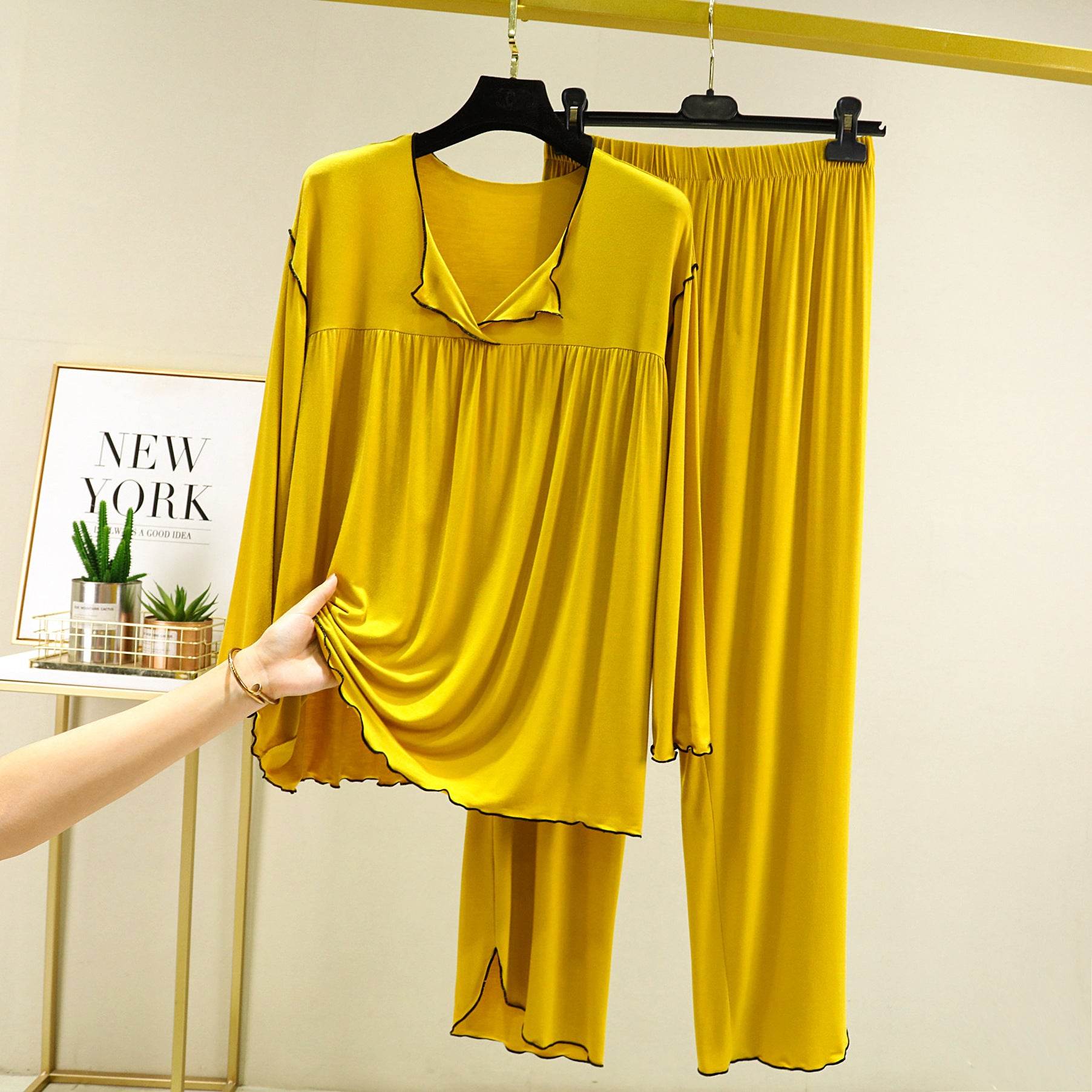 Fashion Long Sleeve Straight Pants Loungewear Set - Mubimart