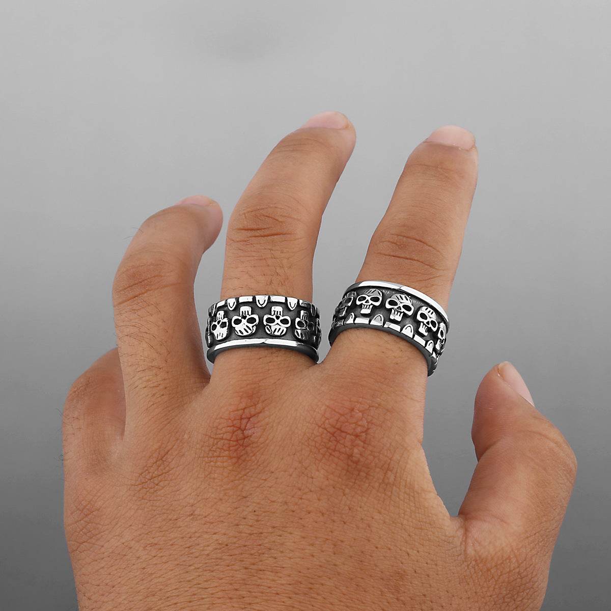 Punk Skull Head Titanium Steel Ring For Men - Mubimart