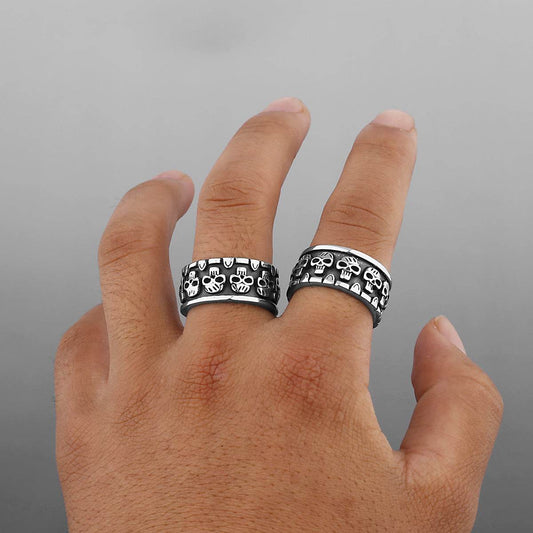 Punk Skull Head Titanium Steel Ring For Men - Mubimart