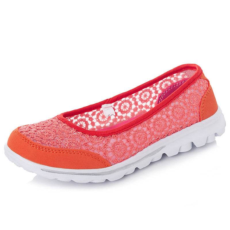 Plus size breathable beanie lace flats for women - Mubimart
