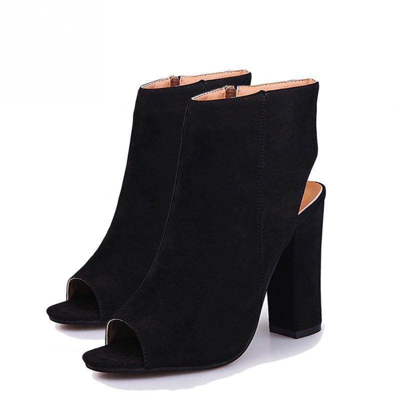High Heel Chunky Fishbill Booties - Mubimart