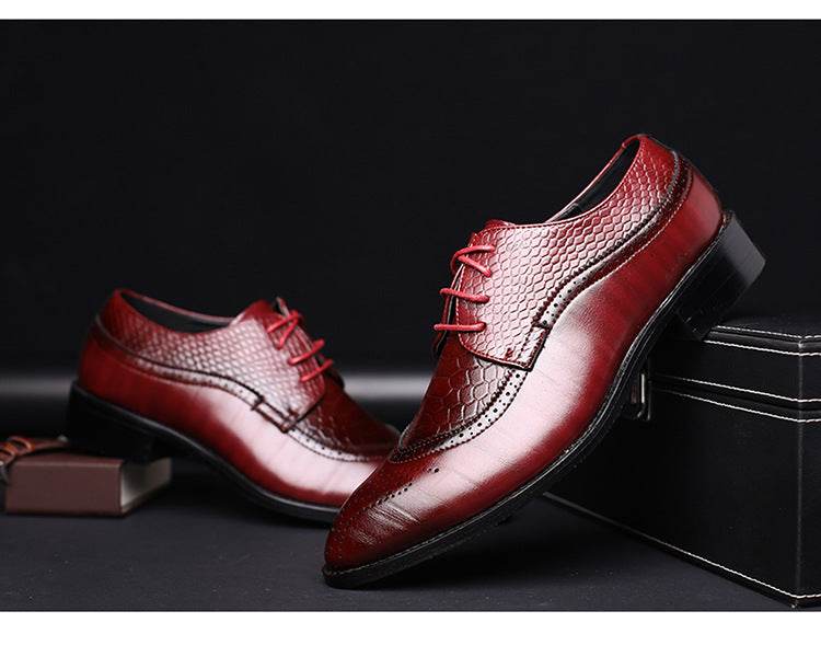 new spring men flats lace up male business oxfords men leather shoes - Mubimart