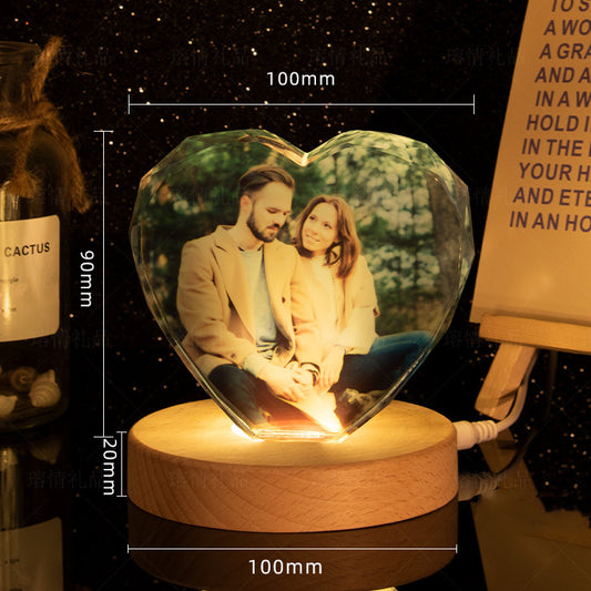 Creative Crystal Ornament Interior Carving Photo DIY Pattern Desktop