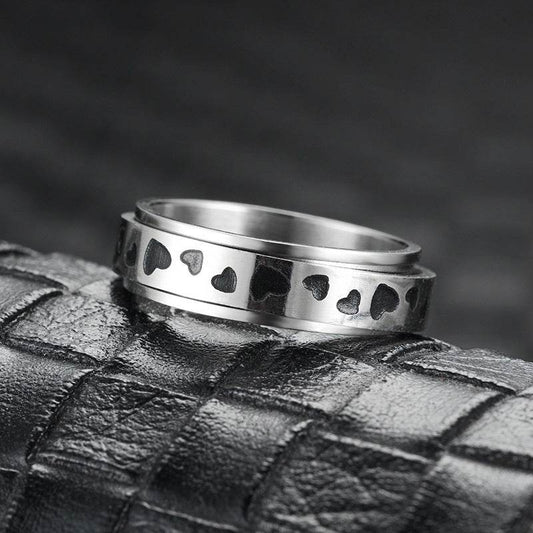 Heart-shaped Rotatable Titanium Steel Ring For Men - Mubimart