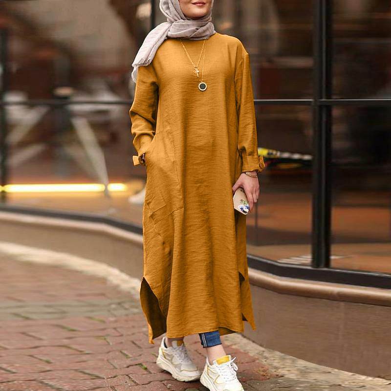 Long sleeve shirt dress - Mubimart