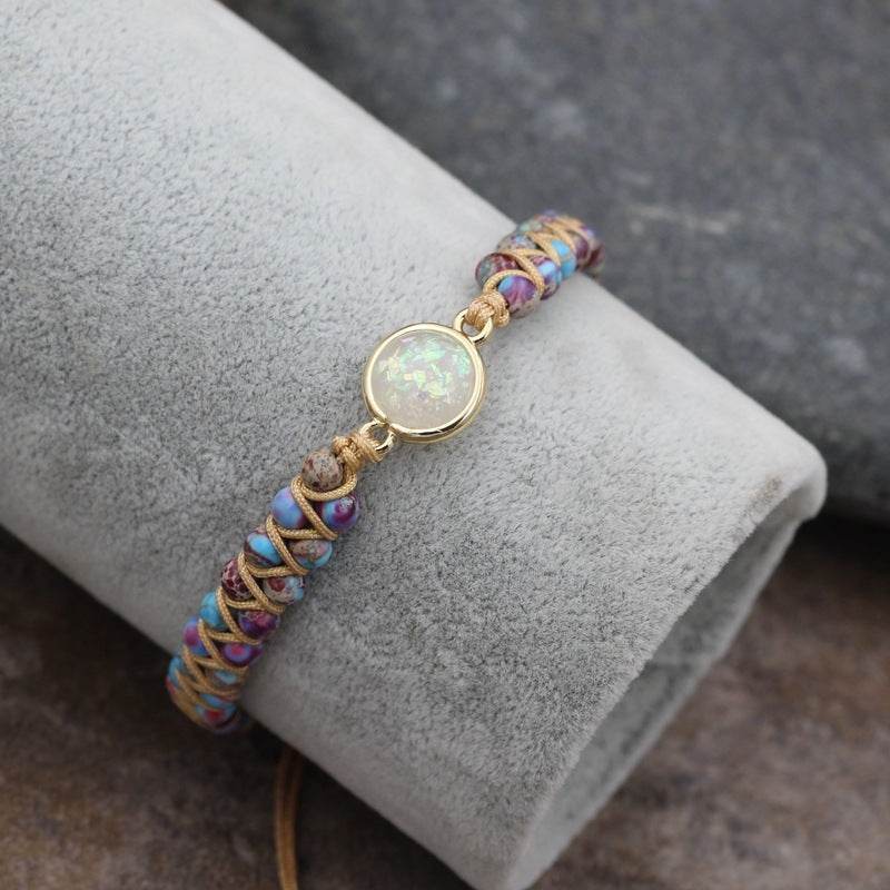 Natural Stone Bracelet for Women Round Crystal Bracelet Bangle Double Beads Yoga Bracelet - Mubimart
