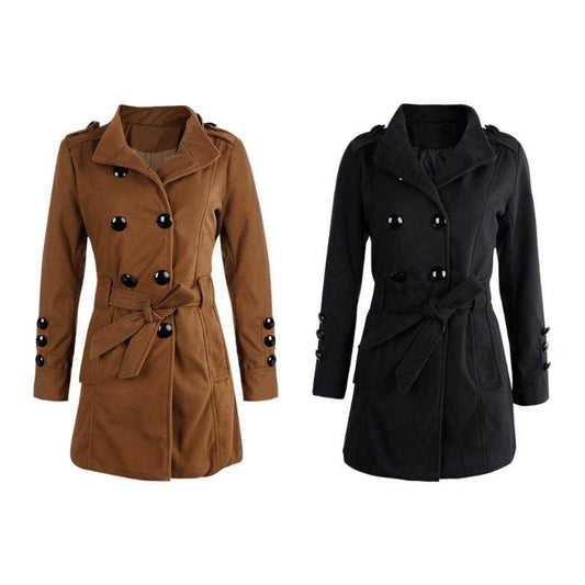 Woolen coat trench coat - Mubimart