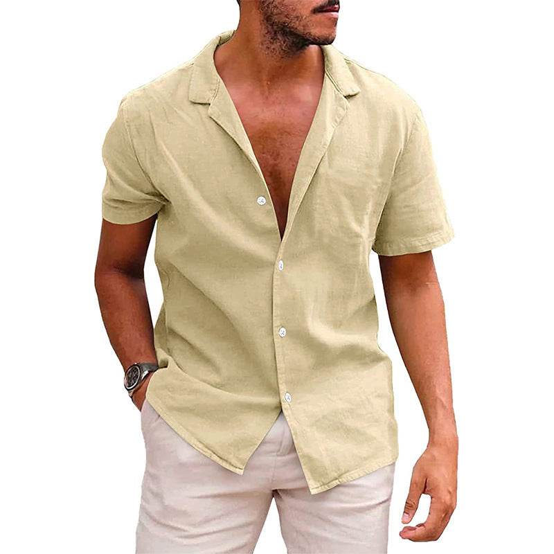 Men's Tops Casual Button Down Shirt Short Sleeve Beach Shirt Summer Mens Clothing - Mubimart