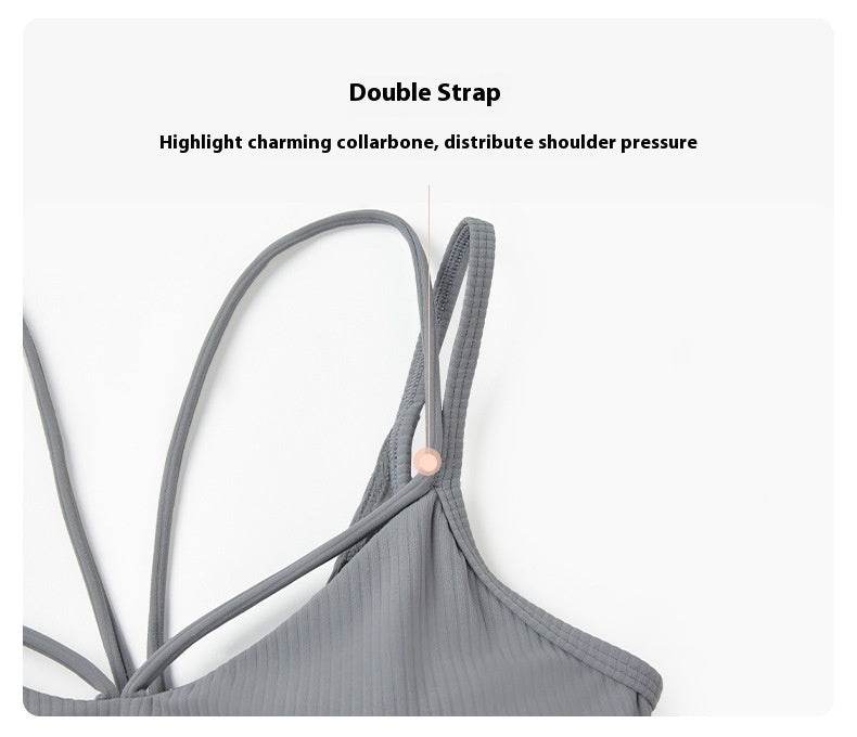 Sexy V-neck Sports Vest Women's Workout Yoga Vest Top - Mubimart