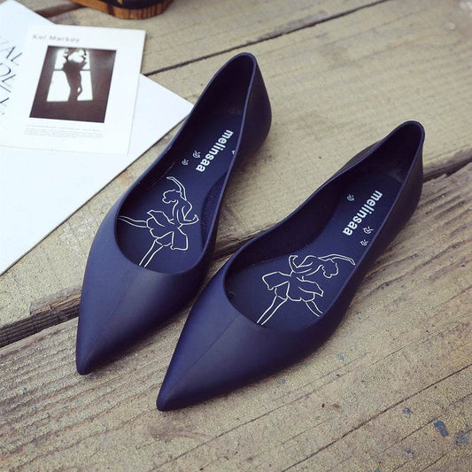Summer Shallow Rain Boots Women Flat Jelly Shoes - Mubimart