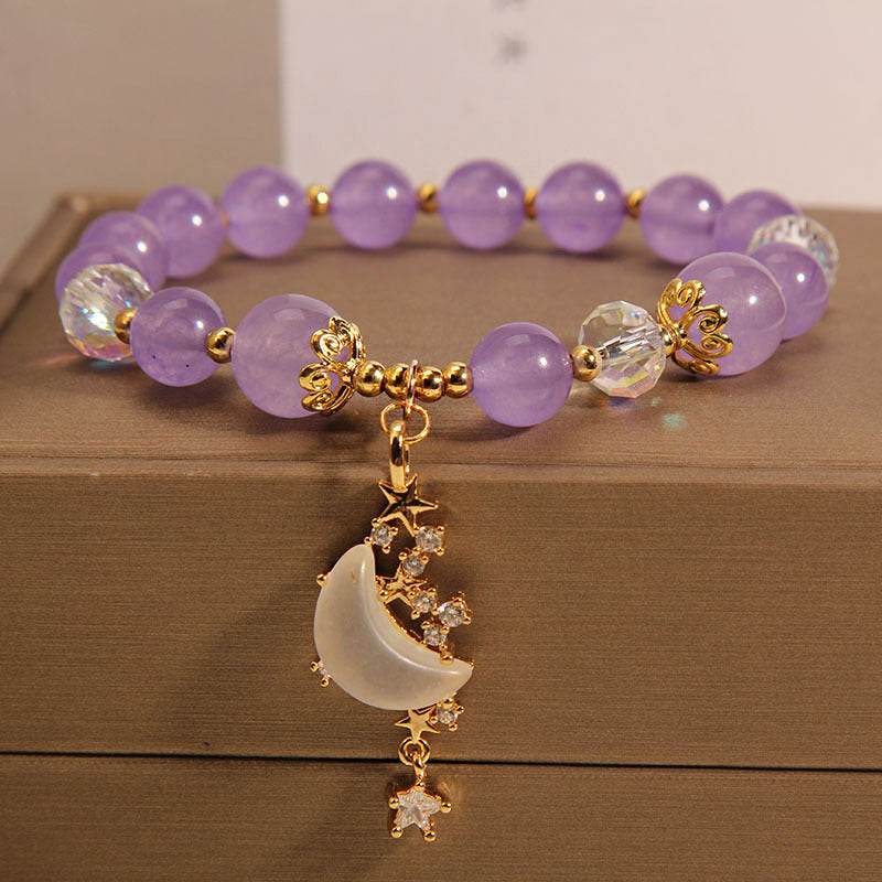 Chinese Style Amethyst Beaded Bracelet For Women - Mubimart