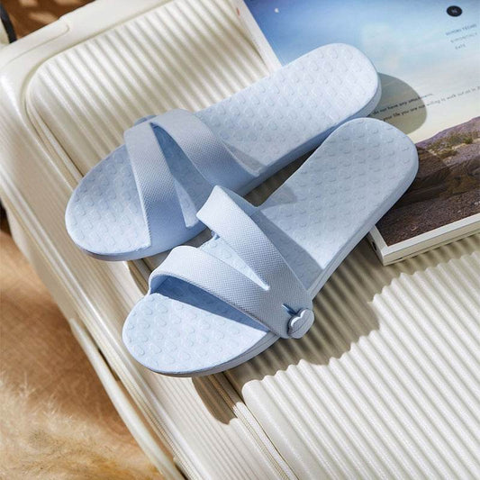 Folding Travel Slippers Hotel House Shoes Removable Non-slip Bathroom Slippers Summer Unisex Slides - Mubimart