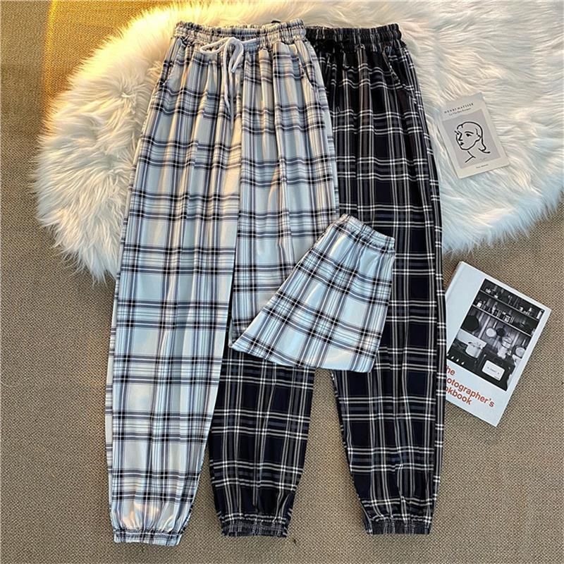 Plaid Pants Women's Casual Jogger Pants Fashion Loose Street Harem Pants