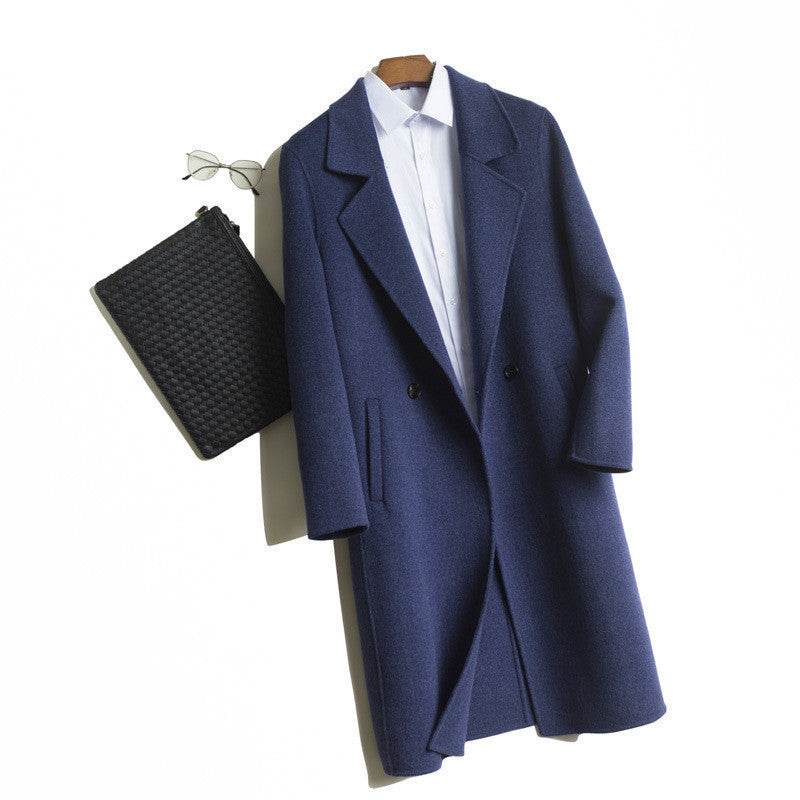 Long Dropped Shoulder Trench Coat Cashmere Coat - Mubimart