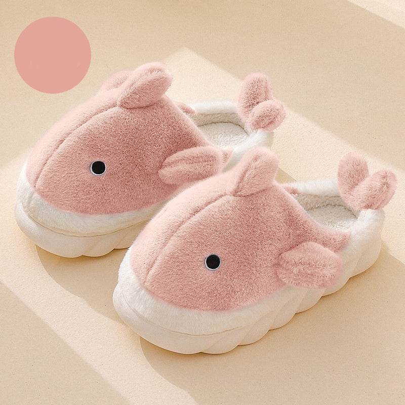 Shark Slippers Soft Sole Furry Shoes Home Bedroom Slippers Women - Mubimart