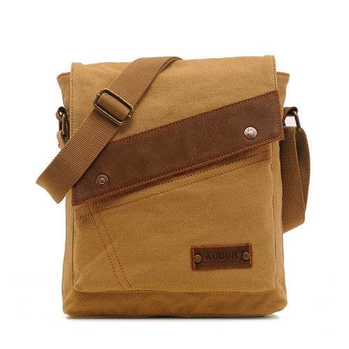 Canvas bag men and women vertical crossbody bag shoulder bag retro - Mubimart