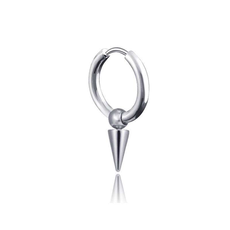 Stainless Steel Tassel Earrings Titanium Steel Single Point Stud Earrings Men - Mubimart