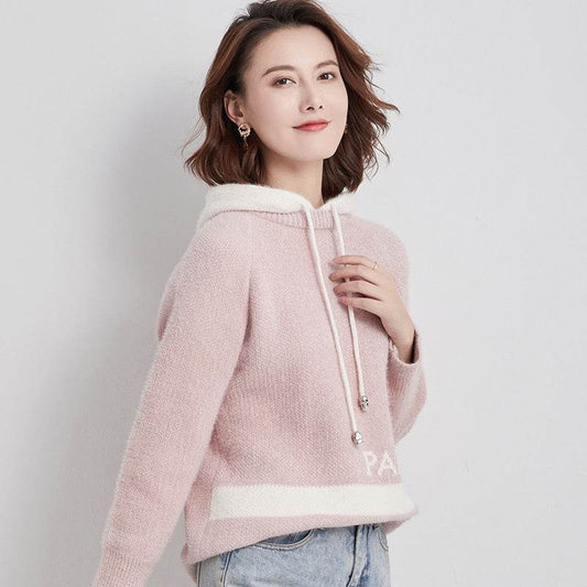Loose Pullover Plus Size Hooded Sweater - Mubimart
