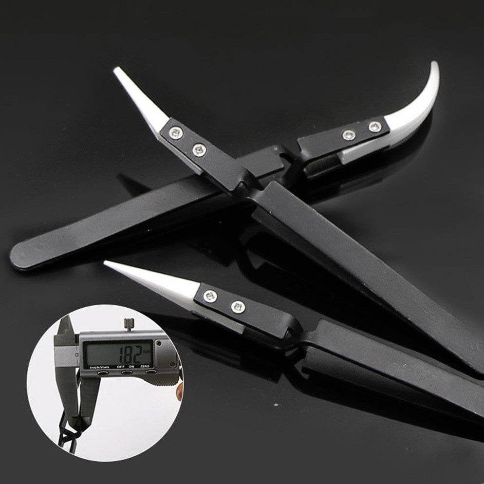Anti-Static Ceramic Tweezers Black Handle Clamping Tweezers - Mubimart