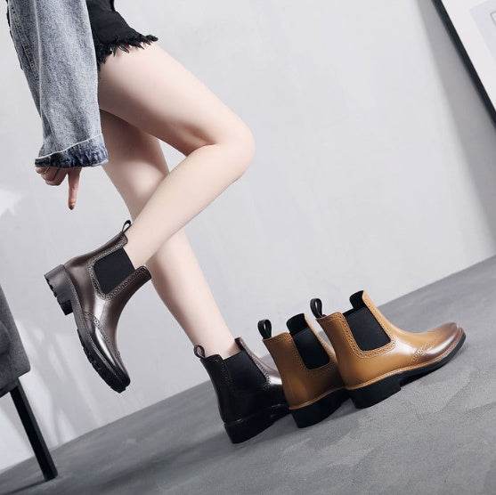 Rain boots female short tube rain boots - Mubimart