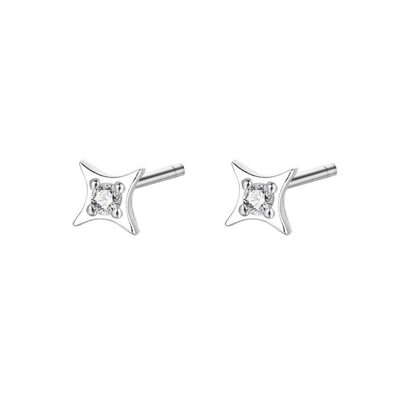 Sterling Silver Star Stud Earrings Women - Mubimart