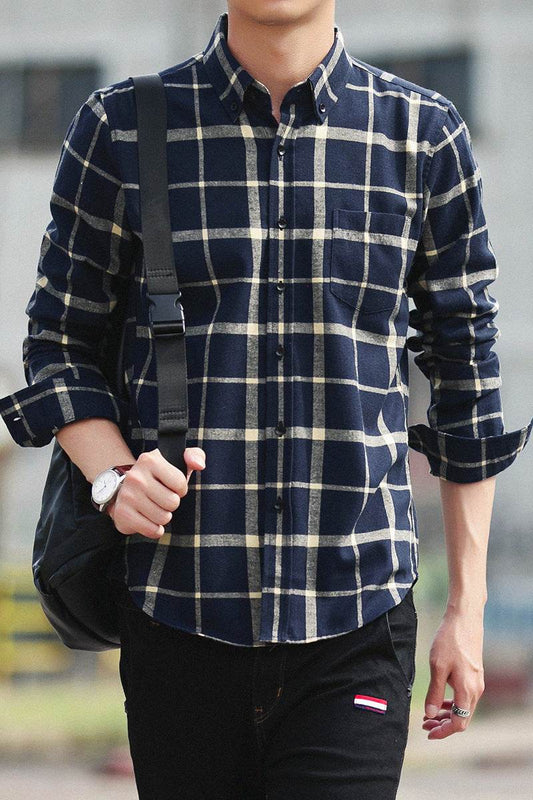 Flannel printed plaid shirt - Mubimart