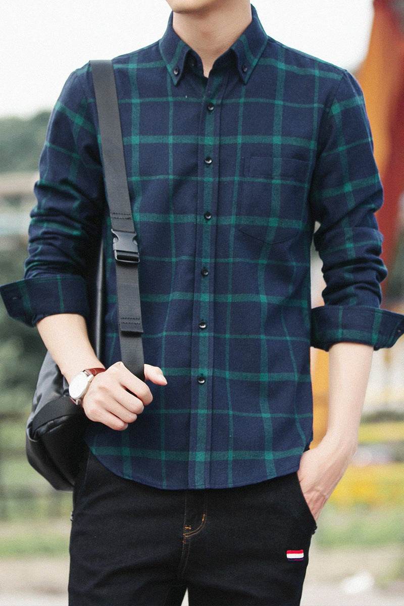 Flannel printed plaid shirt - Mubimart