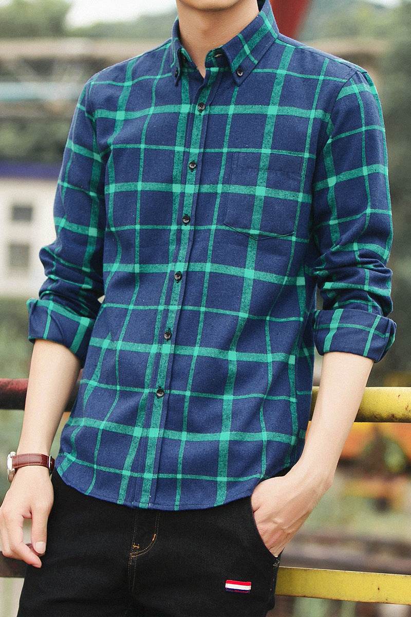 Flannel printed plaid shirt - Mubimart