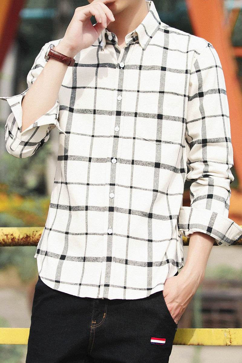 Flannel printed plaid shirt - Mubimart