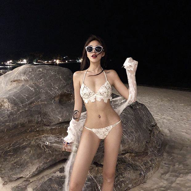 Split lace bikini - Mubimart