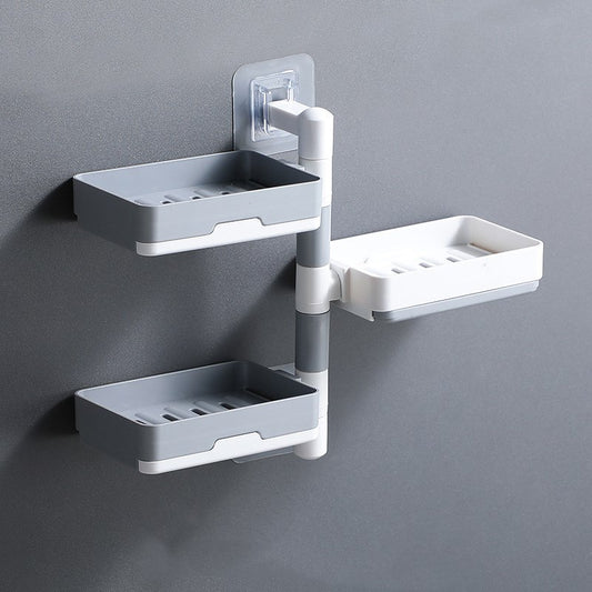 Wall-mounted non-perforated rotatable soap dish