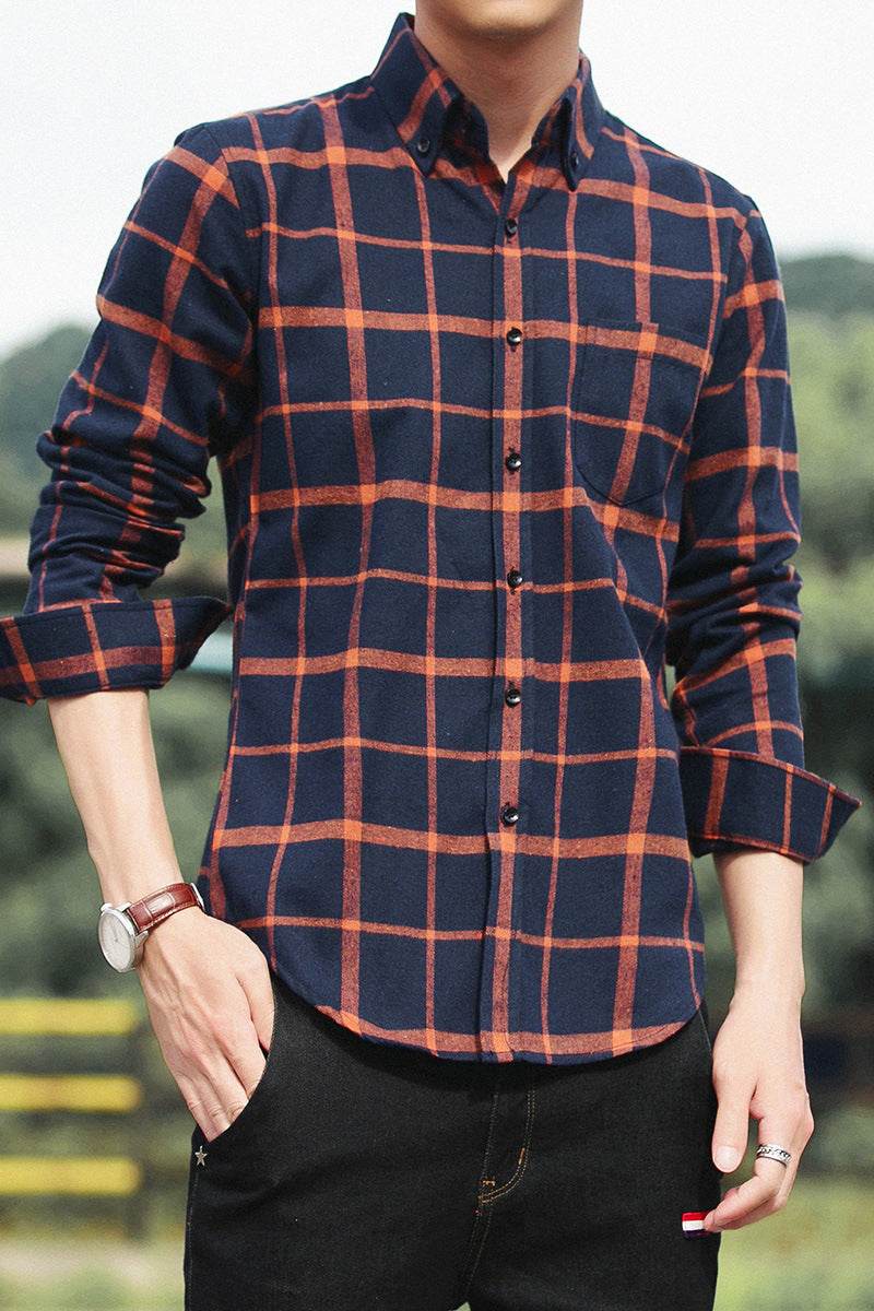 Flannel printed plaid shirt - Mubimart