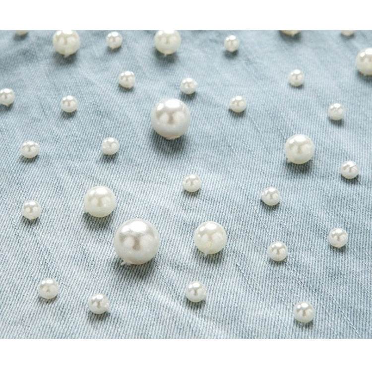 Summer new European and American large size women's washed beaded loose short-sleeved denim dress - Mubimart