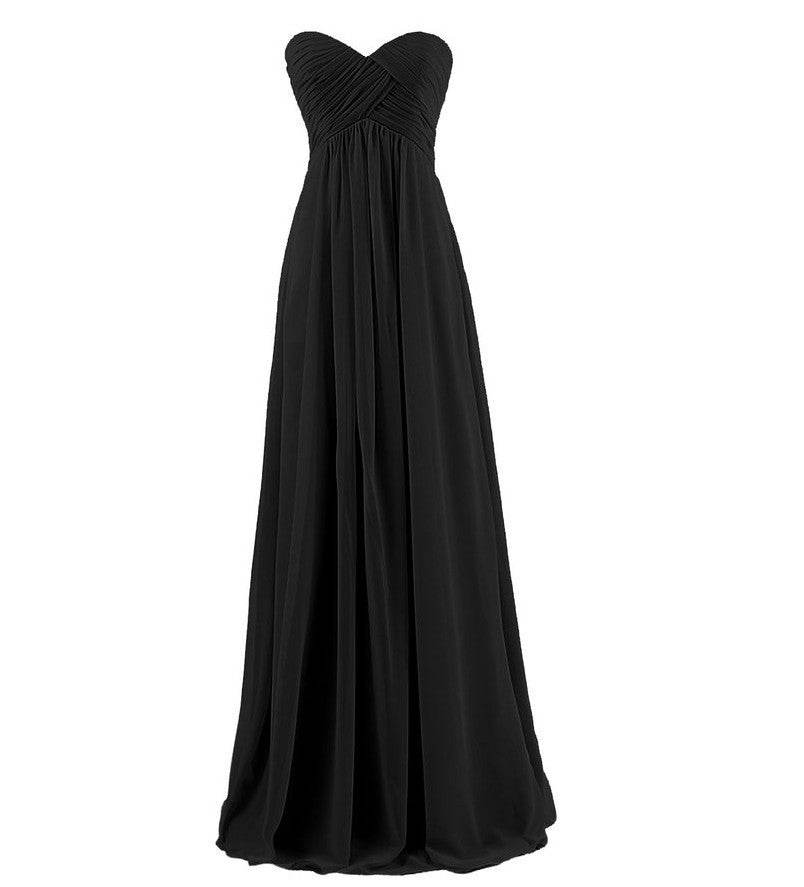 Tube Top Chiffon Long Prom Dinner Dress - Mubimart