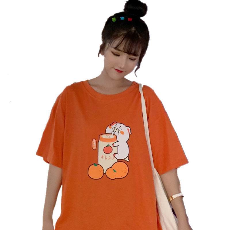 Loose short sleeve T-shirt for women - Mubimart
