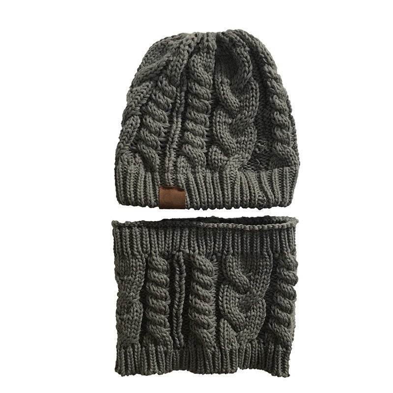 Autumn Winter Women's Hat Caps Knitted Warm ring Scarf Windproof Balaclava Multi Functional CC ponytail Hats Scarf Set For Women - Mubimart