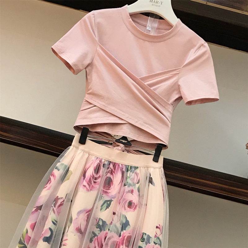 Comelsexy Women Elegant Irregular Bowknot Pink Crop Tops T - Mubimart