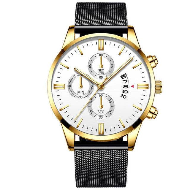 Mens Business Luxury Watches For Men Mesh Band Quartz Watch - Mubimart