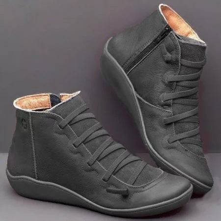 Casual booties women's boots flat boots - Mubimart