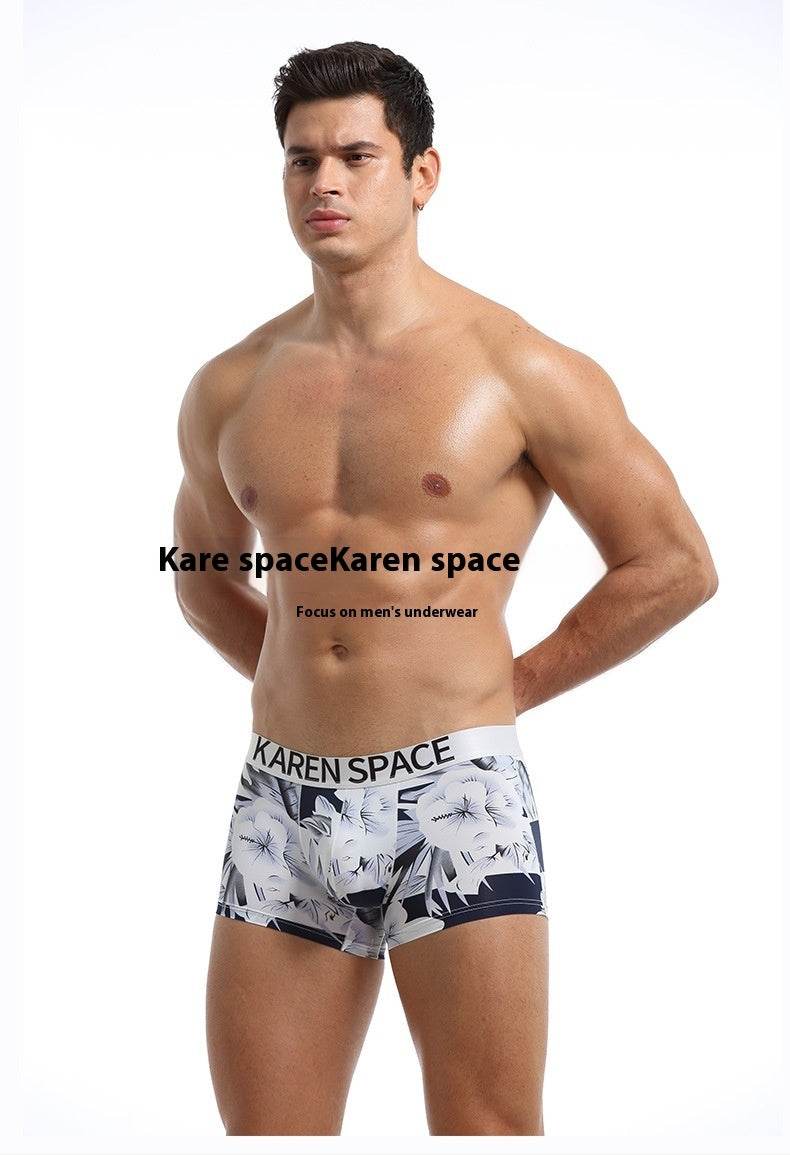 Ice Silk Fashion Printed Boxers - Mubimart