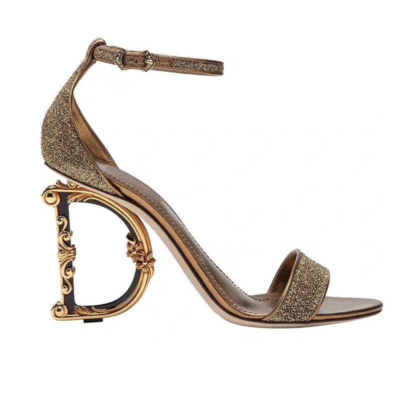 Gold high heels - Mubimart