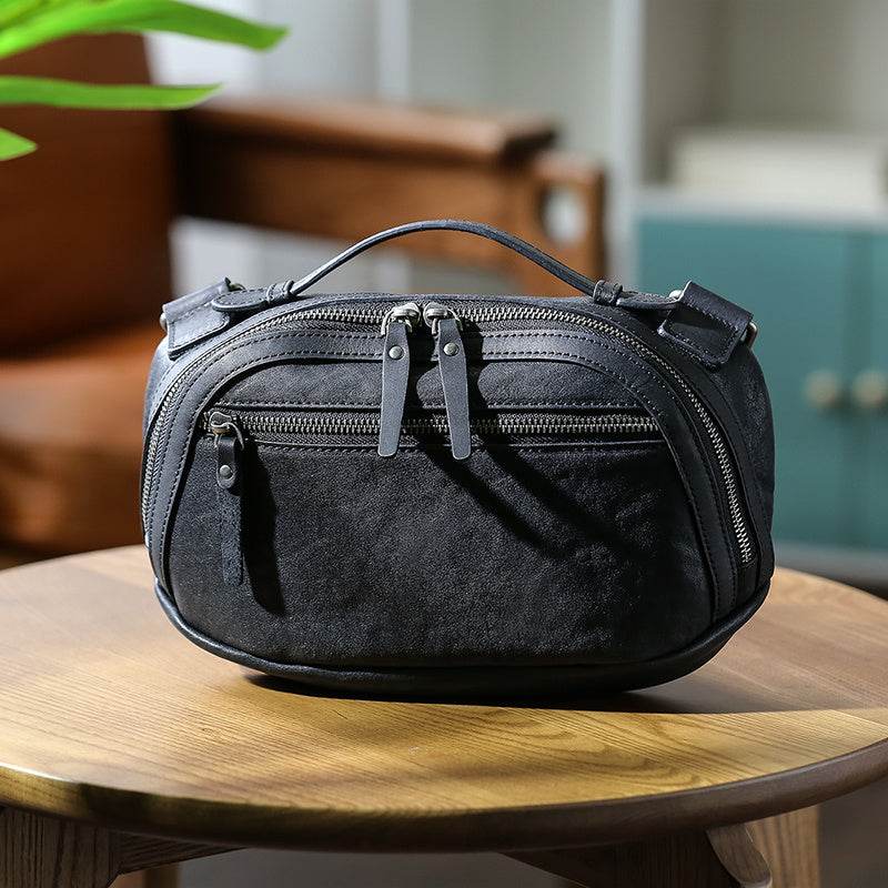 Mens Retro Casual Leather Shoulder Crossbody Bag - Mubimart