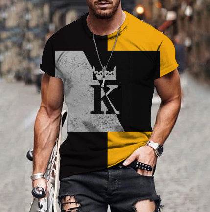 Mens Fashion Casual Mesh Collarless Short Sleeve T-shirt - Mubimart