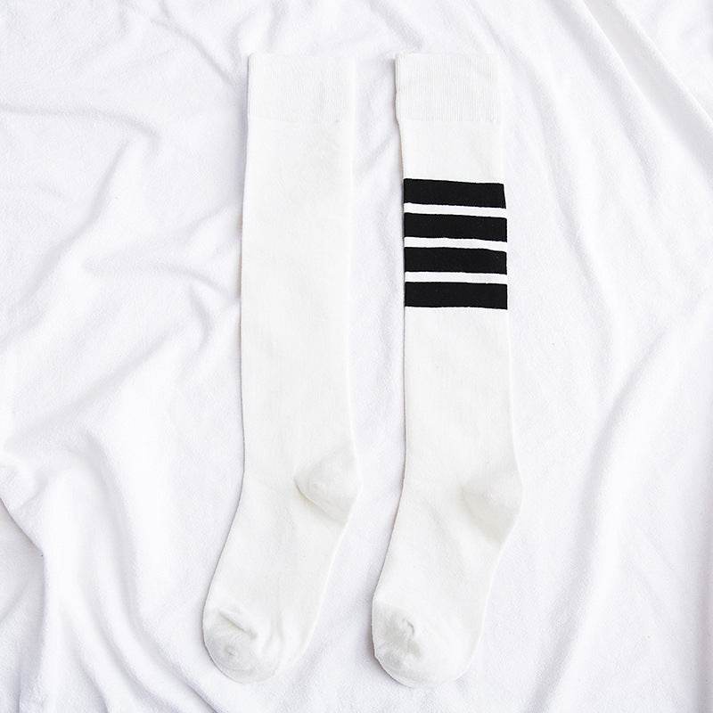 Four bars long tube knee socks - Mubimart