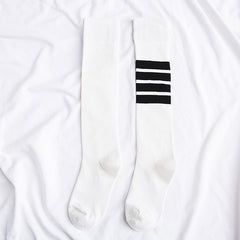 Four bars long tube knee socks - Mubimart - Knee high socks 